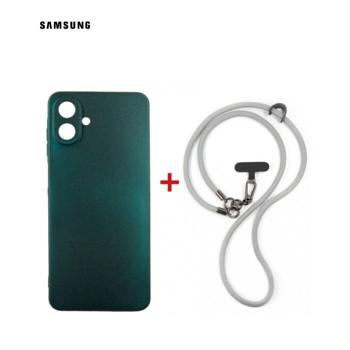 Чехол для мобильного телефона Dengos Case + Cross-body Strap Samsung Galaxy A07 Green+Grey (DG-KM-CCRB-17)
