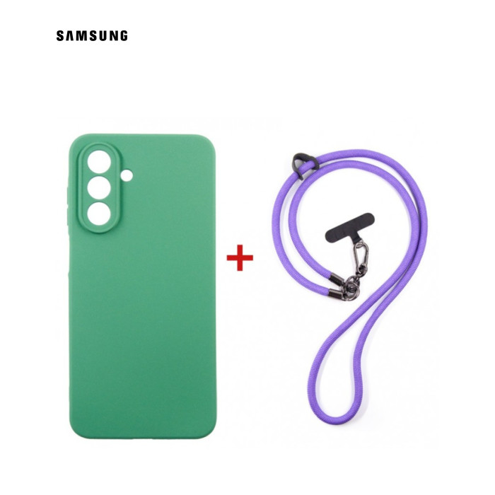 Чехол для мобильного телефона Dengos Case + Cross-body Strap Samsung Galaxy A17/A26 Mint+Purple (DG-KM-CCRB-25)