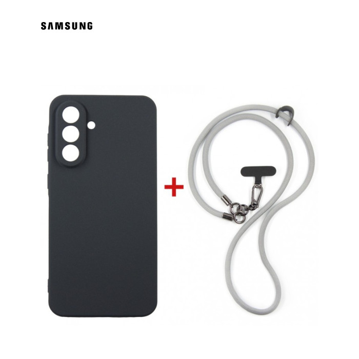 Чехол для мобильного телефона Dengos Case + Cross-body Strap Samsung Galaxy A37 Black+Grey (DG-KM-CCRB-01)