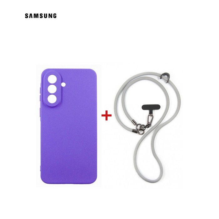 Чехол для мобильного телефона Dengos Case + Cross-body Strap Samsung Galaxy A37 Purple+Grey (DG-KM-CCRB-03)