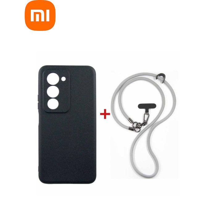 Чехол для мобильного телефона Dengos Case + Cross-body Strap Xiaomi Redmi 15 Black+Grey (DG-KM-CCRB-43)