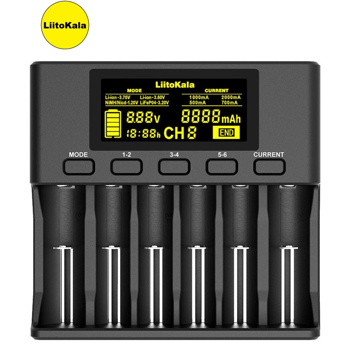 Зарядний пристрій LiitoKala Lii-S6, 6x(Lion/LiFePO4/NiMH/NiCd), Auto Polarity, Display+CAR charger