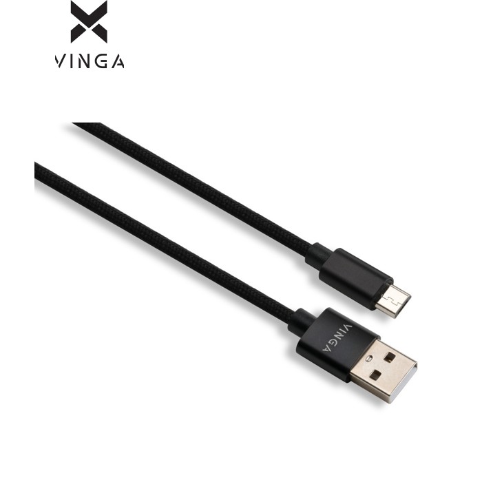 Дата кабель USB 2.0 AM to Micro 5P 1m nylon black Vinga (VCPDCMNB1BK)