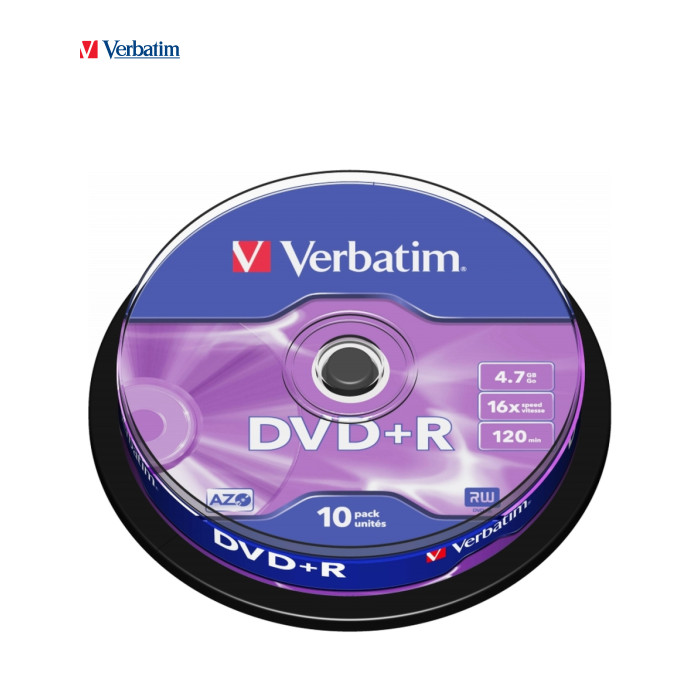 Диск DVD Verbatim 4.7Gb 16X CakeBox 10шт Silver (43498)
