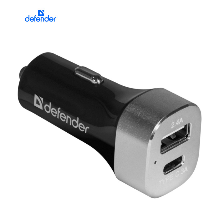 Зарядний пристрій Defender UCG-01 авто, 1 порт USB + TypeC, 5V / 5.4A (83569)