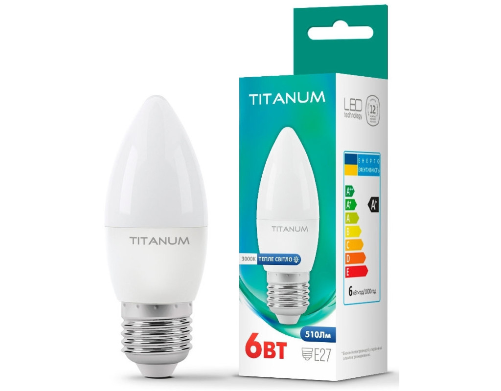 Лампочка TITANUM C37 6W E27 3000K (TLС3706273)