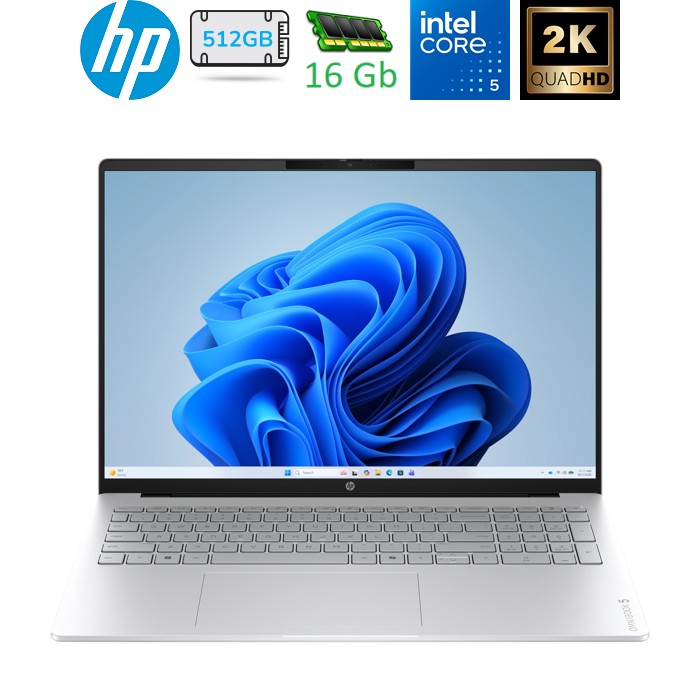 HP OmniBook 5 16-cn0004ua 16" 2K OLED, 300n/Core 5-320(4.6)/16Gb/SSD512Gb/IntGr/Підсв/DOS/Сріблястий