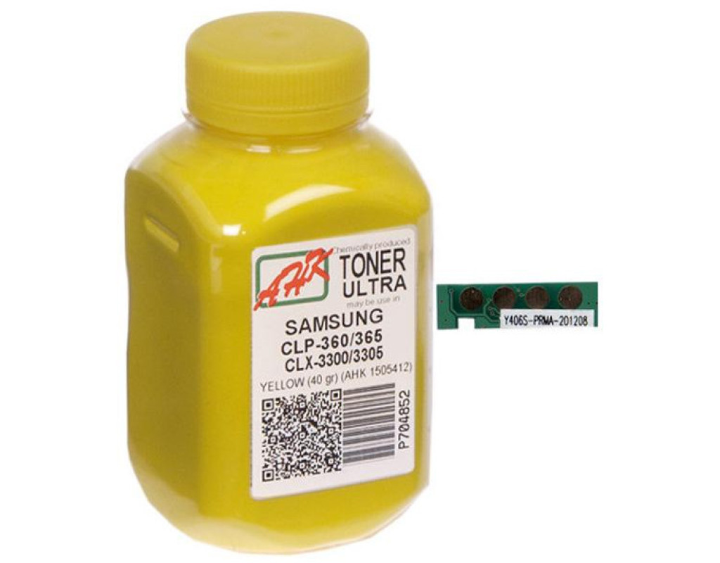 Тонер SAMSUNG CLP-360/365/CLX 3300/3305 Yellow + chip AHK (1505416)