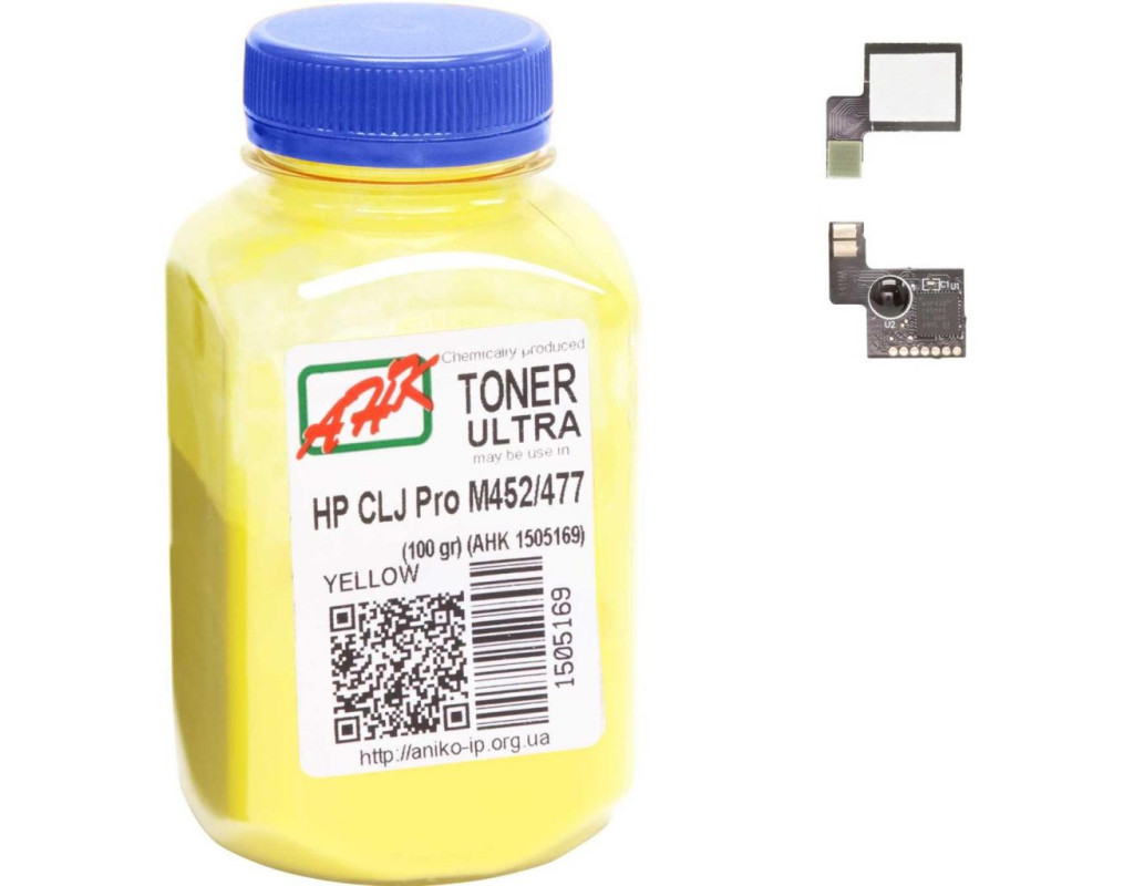 Тонер HP CLJ Pro M452/477 100г Yellow +chip AHK (1505173)