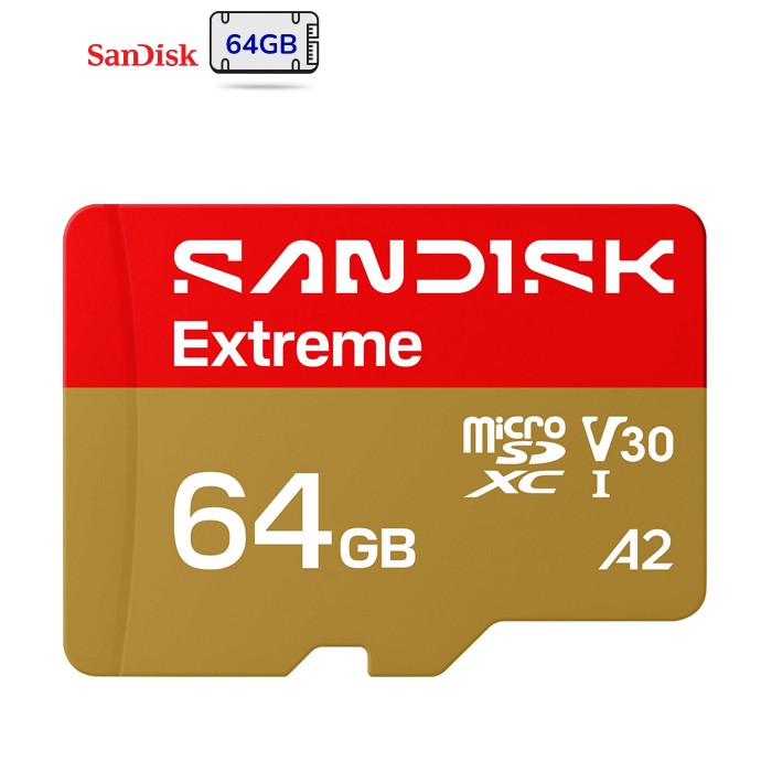 Карта пам'яті SanDisk 64GB microSDXC C10 UHS-I U3 A2 V30 R170/W80MB/s Extreme GO (SDSQXGN-064G-GN6MN)
