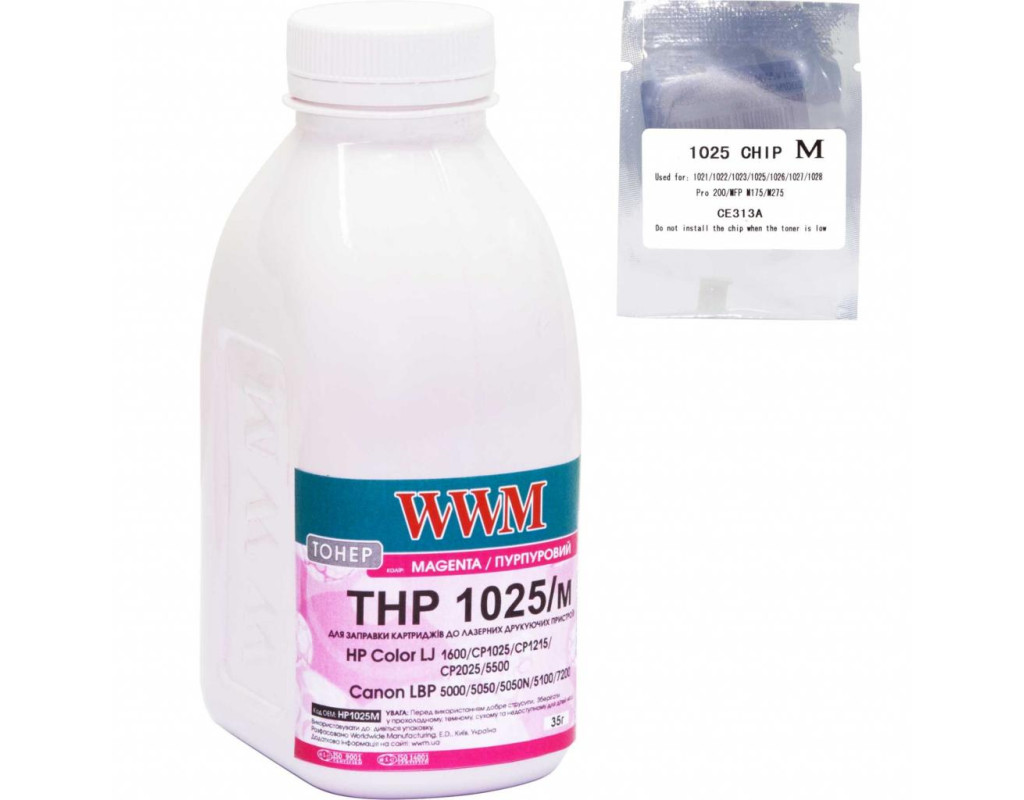 Тонер HP CLJ CP1025 35г Magenta +chip WWM (TC1025M)