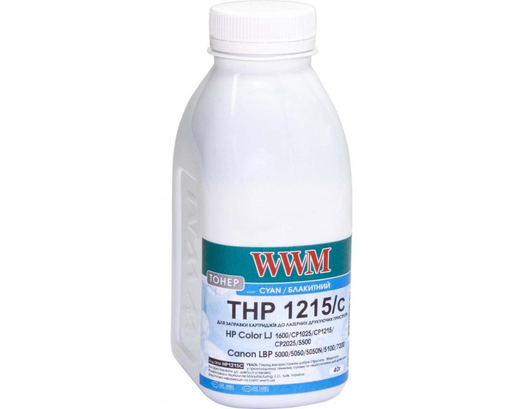 Тонер HP CLJ CP1215/CP1515/CM1312 , 40г Cyan WWM (HP1215C)