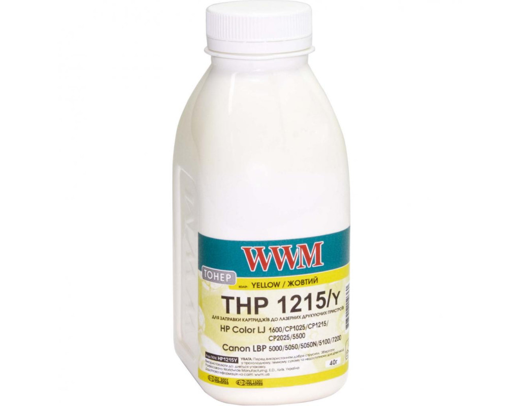 Тонер HP CLJ CP1215/CP1515/CM1312 , 40г Yellow WWM (HP1215Y)