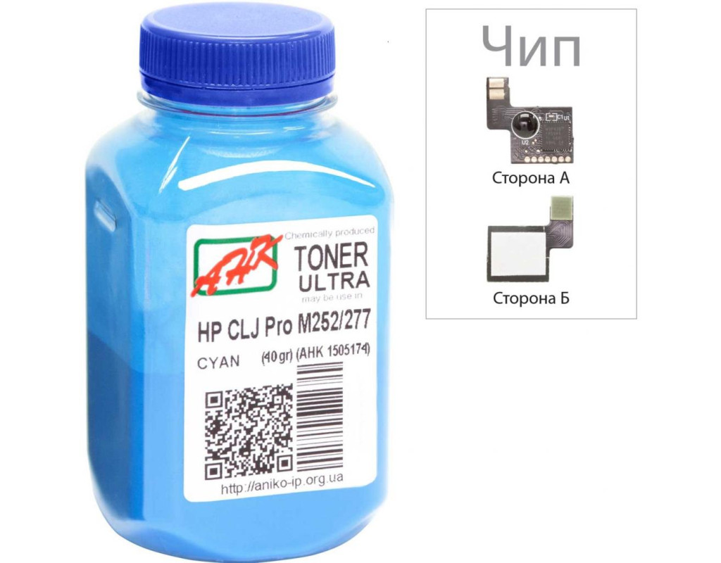 Тонер HP CLJ Pro M252/M277 40г Cyan +chip AHK (1505175)