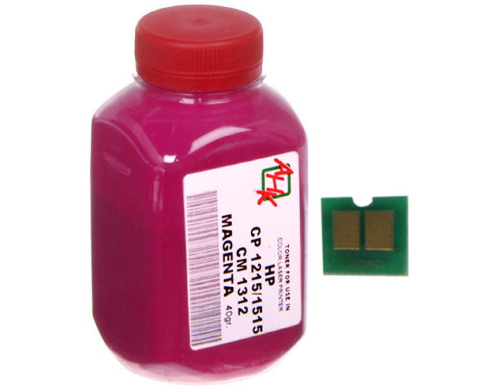 Тонер HP CLJ CP1215/CP1515/CM1312 40г Magenta+chip AHK (1500150)