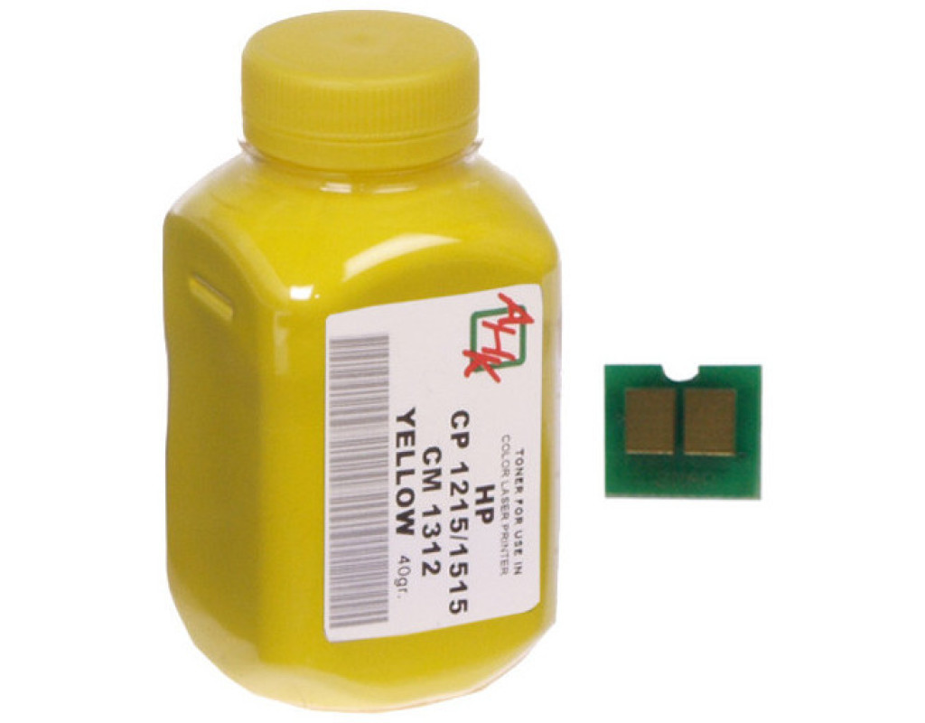 Тонер HP CLJ CP1215/CP1515/CM1312 40г Yellow+chip AHK (1500160)