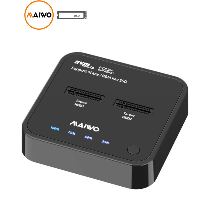 Док-станция для накопителей Maiwo 2*NVMe M.2 SSD Key M/B+M USB 3.1 Gen2 Type-C (K3016P)
