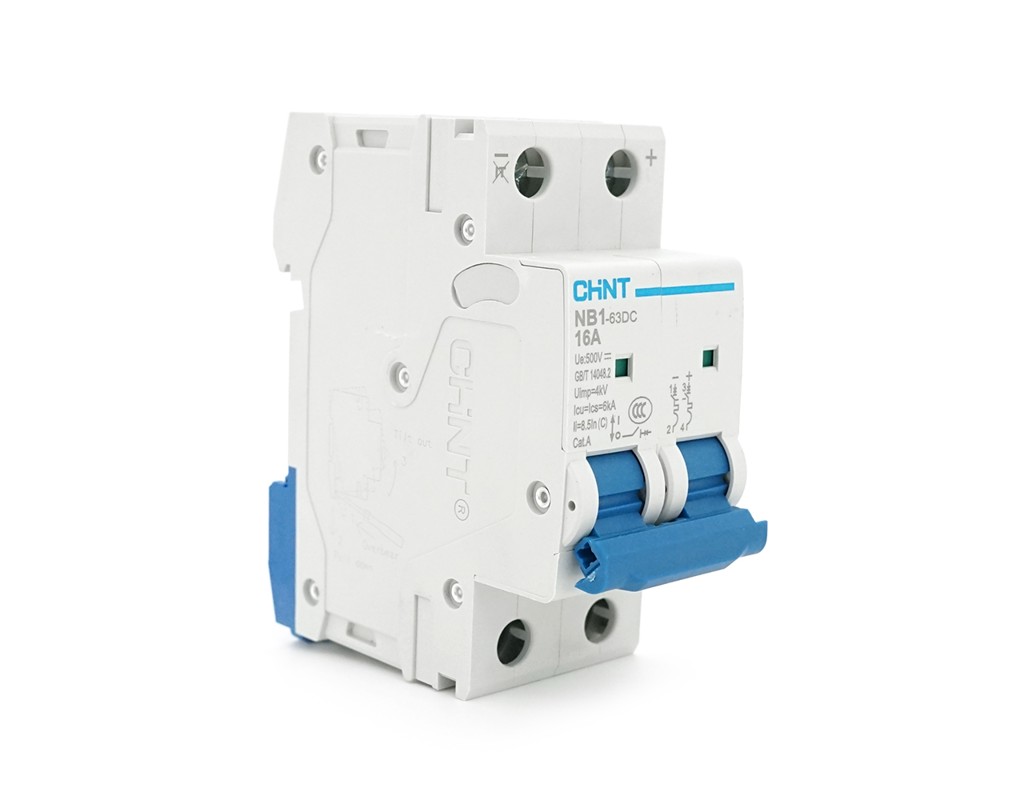 Автоматичний вимикач постійного струму CHNT NB1-63DC 2P C16 DC500V, 16A, 6kA, DIN, 86*36*49.5mm