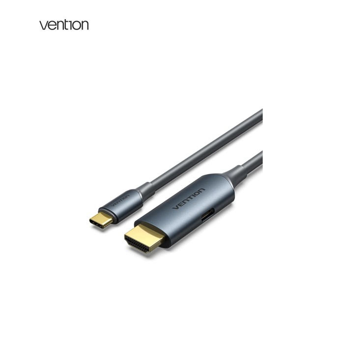 Кабель мультимедійний USB-C to HDMI M 1.5m 4K60Hz + USB-C F power gray Vention (ABLHG)