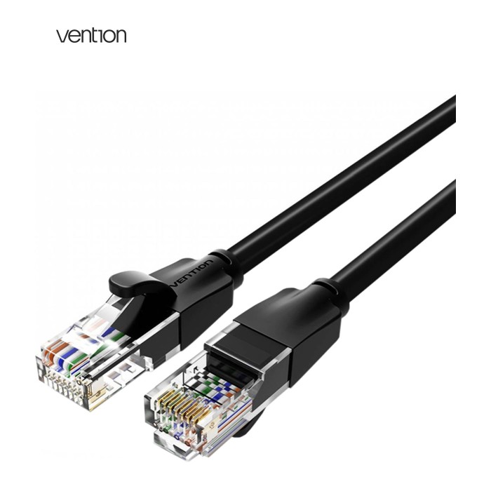 Патч-корд 1.5m UTP cat 6 RJ-45 flat black Vention (IBJBG)