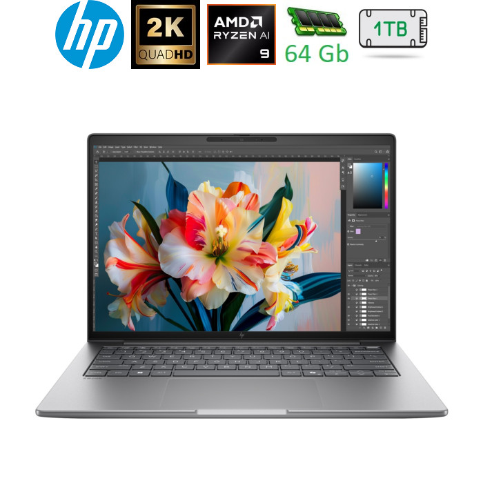HP ZBook 8 G2a 14" 2.5K IPS, 400n/Ryzen AI 9 HX PRO 470 (5.2)/64Gb/SSD1Tb/Radeon/FPS/Підсв/DOS