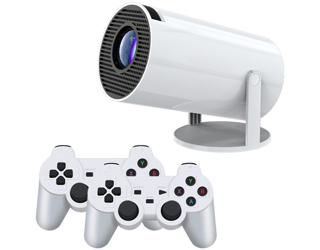 Проєктор H96 MAX F100 LED LCD HD 110AL 16:9 2G/16G Android 12.0 HDMI WiFi BT джойстик 2 шт білий