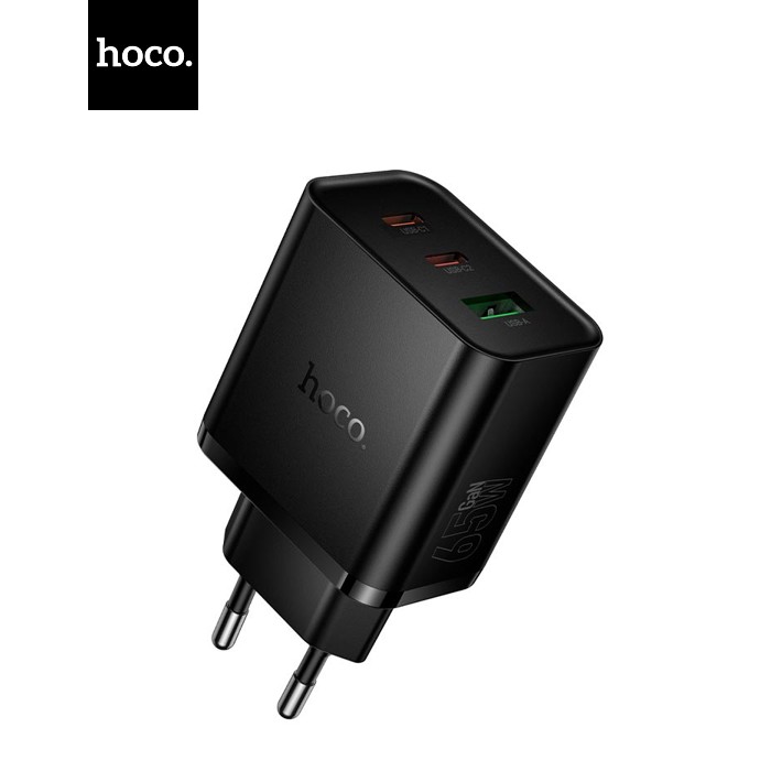 СЗУ HOCO N75 110-240V, PD65W+Q3.0, USB+2*Type-C, Black, Box