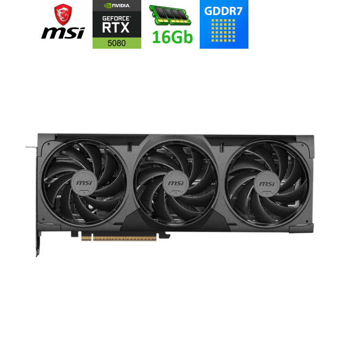 Видеокарта MSI GeForce RTX5080 16GB VENTUS 3X OC BLACK (RTX 5080 16G VENTUS 3X OC BLACK)