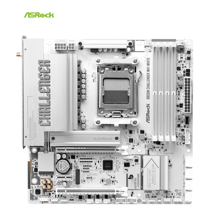 ASRock B850M CHALLENGER WIFI WHITE (AM5/B850, 4*DDR5, 2xPCIex16, HDMI, 4xSATA,2xM.2, 2.5GLan, mATX)