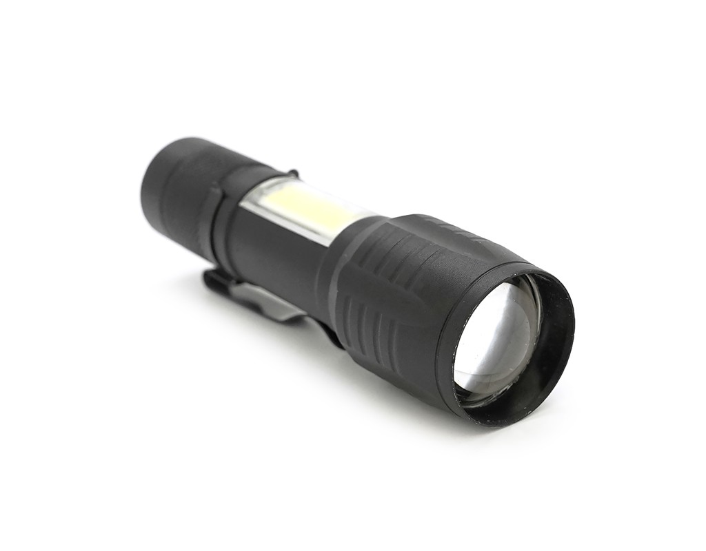 Ліхтарик BL-535, 3WLED+COB, CREE Q5, Zoom, 3 режими, алюміній, вбудований аккум, USB кабель, 98х24х20, Box