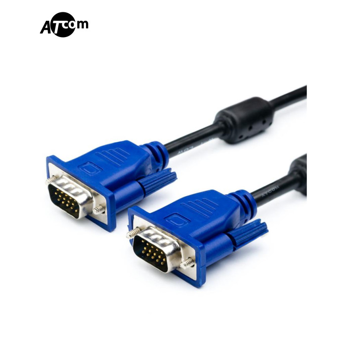 Кабель Atcom VGA - VGA (M/M), HD15, 1080p, з 2-ма фер. кільцями, 3 м, чорний (15262)