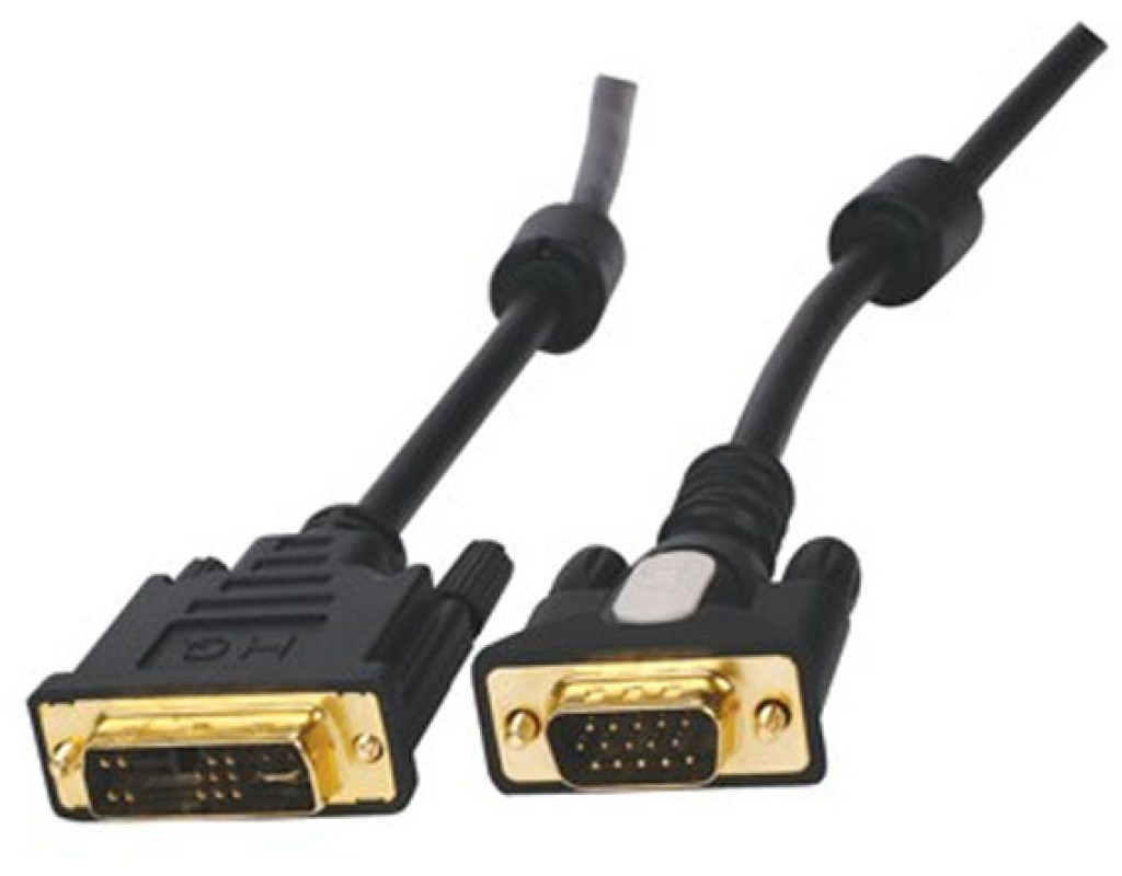 Кабель сигнальний Atcom VGA to DVI-I 1.8м., чорний, 2 ферити, 24/24-pin