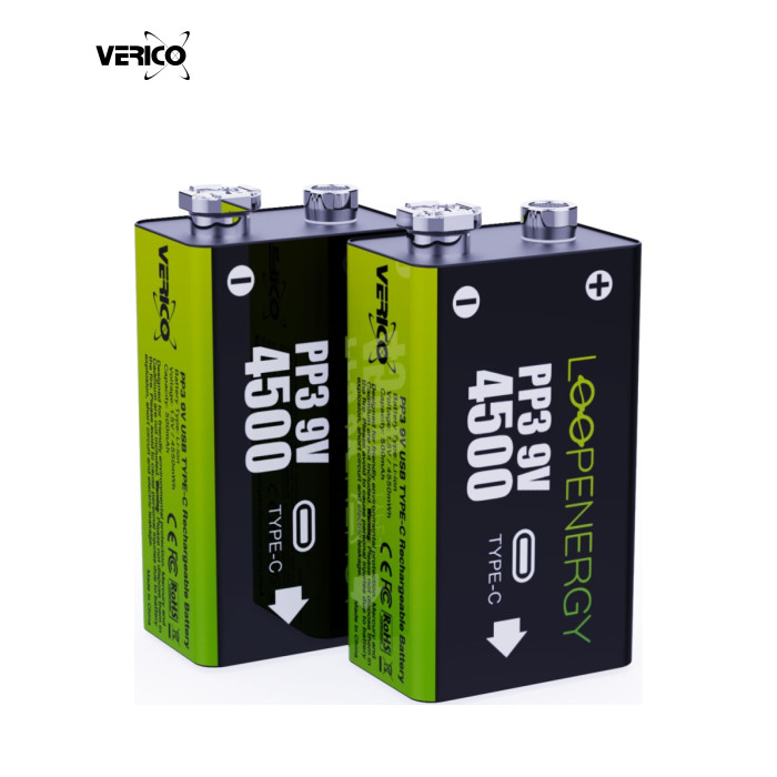 Акумулятор Крона USB-С 500 mAh 9V Li-ion 2шт./уп. (Loop Energy) Verico (1UDBT-A3WEB2-NN)