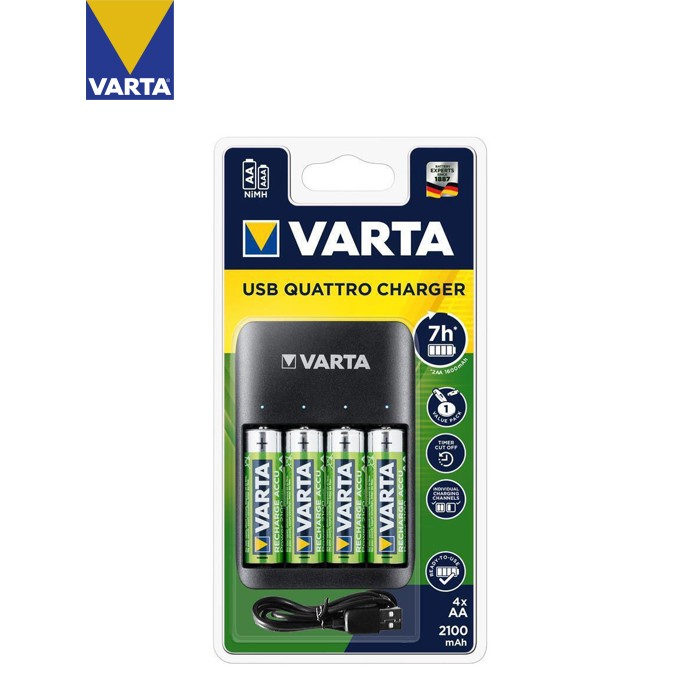 Зарядное устройство для аккумуляторов Varta Value USB Quattro Charger + 4шт. AA 2100 mAh (57652101451)