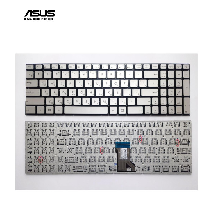 Клавіатура ноутбука ASUS N501J/N501JW/N501V/N501VW сріб RU (A46153)