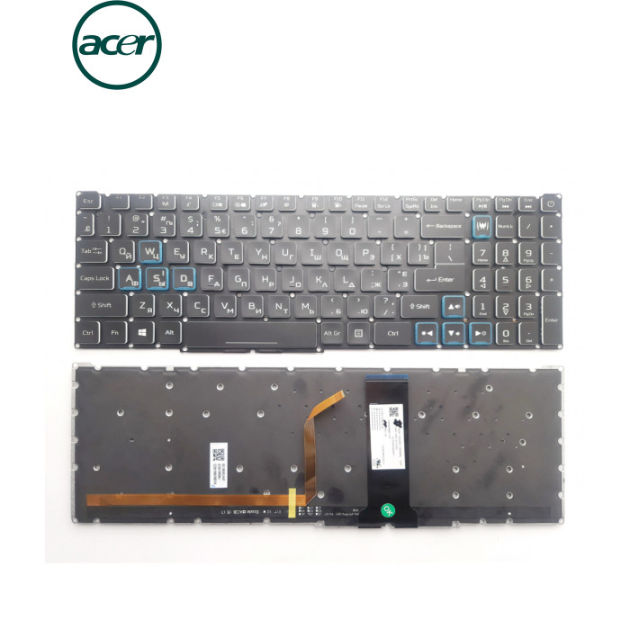 Клавиатура ноутбука Acer Nitro 4 AN515-43/AN515-54/AN517-51/AN715-51 черна з кольор п (A46210)