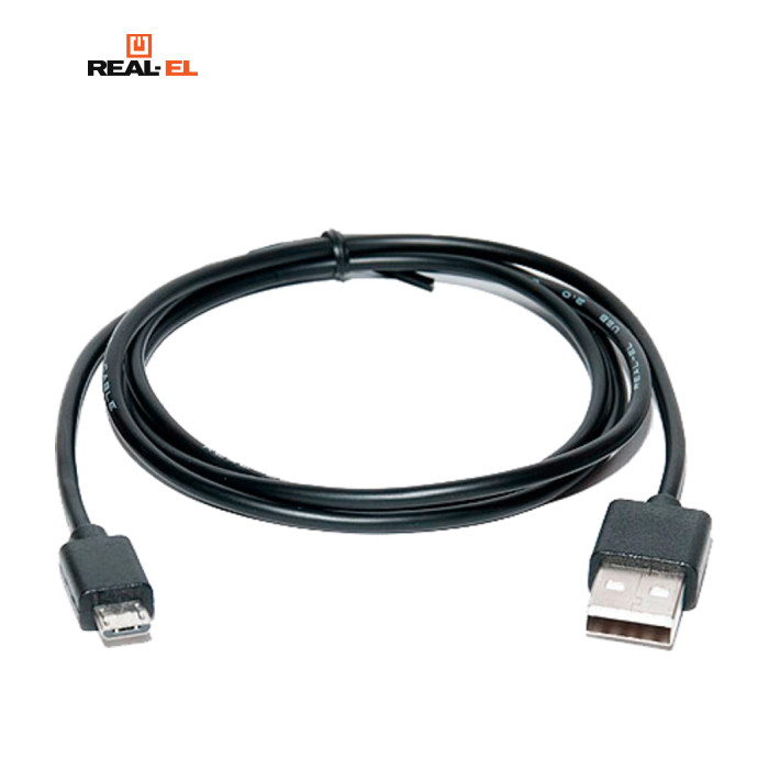 Дата кабель USB 2.0 AM to Micro 5P 0.6m Pro black REAL-EL (EL123500021)