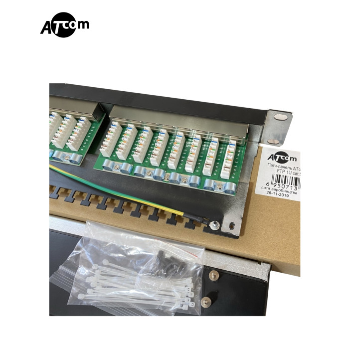 Патч-панель 19" 24хRJ-45 FTP 1U cat.6, в зборі, Organizer Atcom (FP6224)
