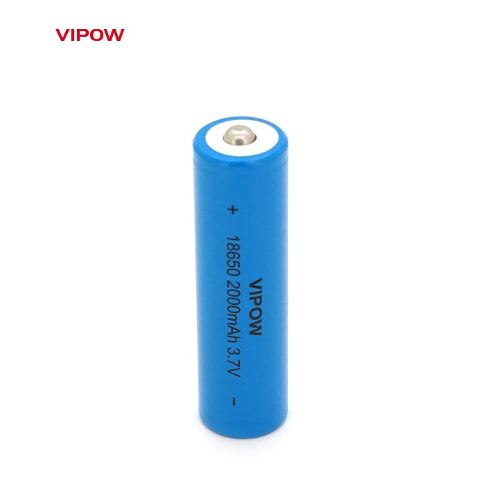 Акумулятор 18650 Li-Ion Vipow ICR18650 TipTop, 2000mAh, 3.7V, Blue Q50 / 500