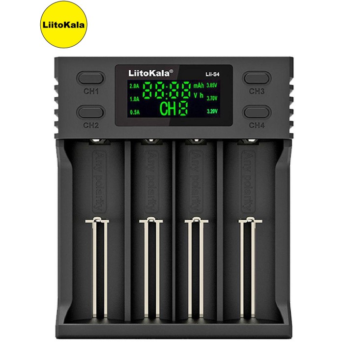 Зарядний пристрій LiitoKala Lii-S4, 4x(Lion/LiFePO4/NiMH/NiCd), Auto Polarity, Display