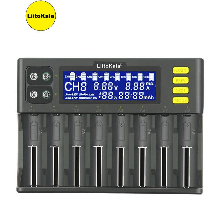 Зарядний пристрій LiitoKala Lii-S8, LCD, на 8 каналів для AA, AAA, 18650, 26650, 21700 Li-ion, LiFeP