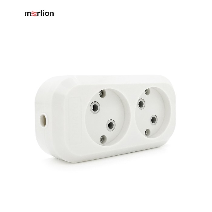 Блок розеток для подовжувача 220V MERLION MBR-2W, 2 гнізда без заземлення Q160