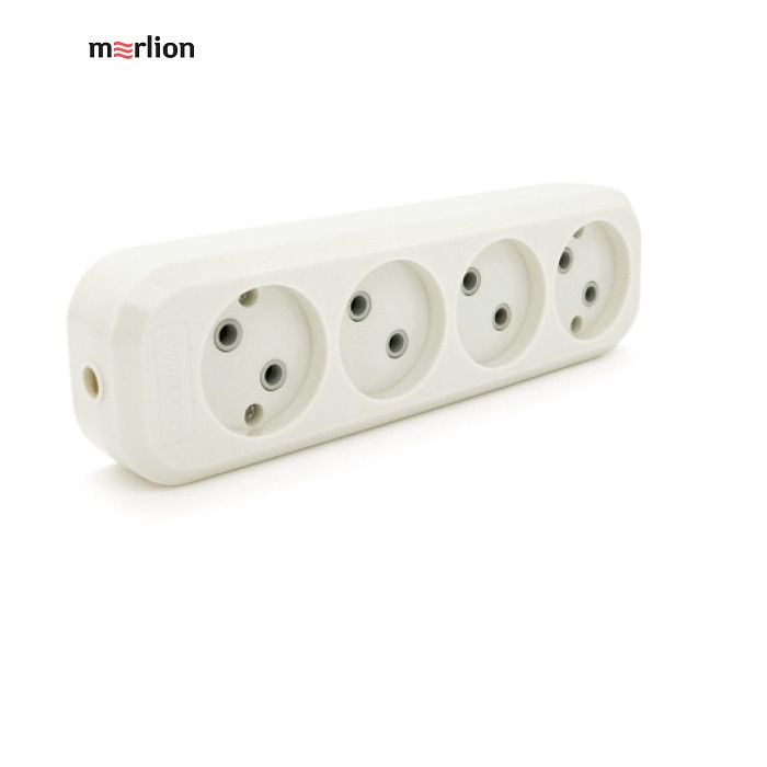 Блок розеток для подовжувача 220V MERLION MBR-4W, 4 гнізда без заземлення Q160
