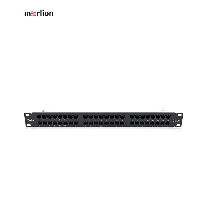 Патч-панель Merlion 48 портiв UTP DUAL кат 6 19 "1U НЕ екранована чорна Q10