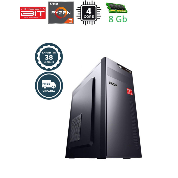 Комп'ютер MegaBiT Business R22R8S512 (AMD Ryzen 3 3200G (3.5 - 3.7 ГГц) / RAM 8 ГБ / SSD 128 ГБ / AMD Radeon Vega 8 Graphics / без ОД / LAN / Wi-Fi / без ОС)