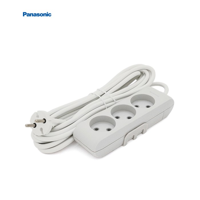 Подовжувач Panasonic X-tendia 3 гнізда, 5 м, з захистними шторками, сірий