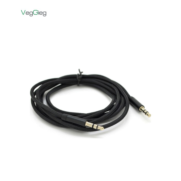Кабель мультимедийный 3.5mm M to 3.5mm M 1.0m black VEGGIEG (YT-AUXGJ(M)/(M)-AB-1)