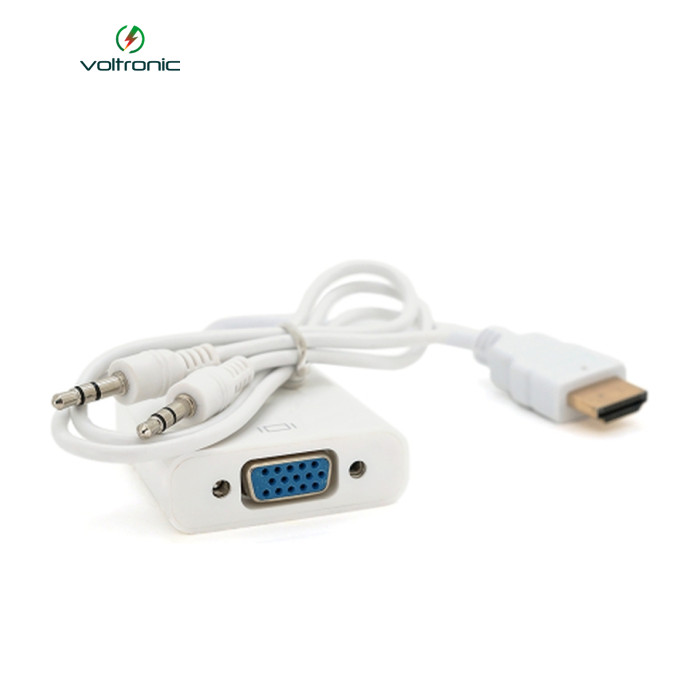 Перехідник HDMI to VGA+AUDIO, 0.2.m, HDMI male/тато to VGA f/мама, Full HD, ОЕМ