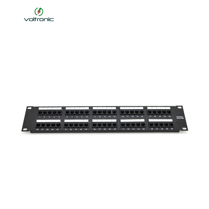 Патч-панель телефонна 50 портів UTP DUAL кат 3 19" не екранована, Black