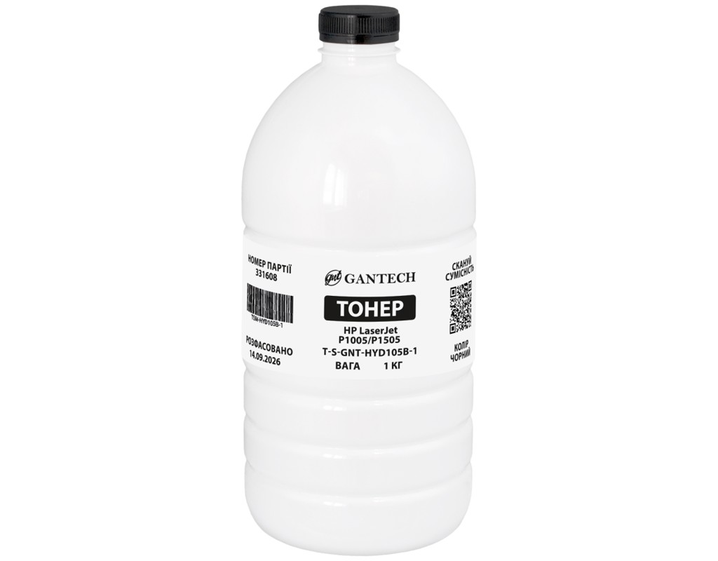 Тонер HP LJ P1005/P1505, bottle 1kg Gantech (TSM-HYD105B-1)